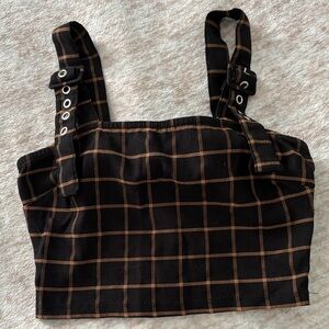 Forever 21 Black and Brown Plaid Crop Top